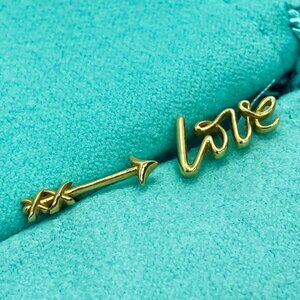 Tiffany & Co. 18k Gold Paloma Picasso Graffiti “Love” Arrow Stud Earrings